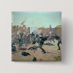 Macaron Carré 5 Cm Défense du fort : Les Indiens attaquent une