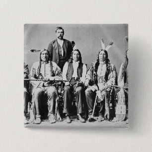 Macaron Carré 5 Cm Délégation des chefs de Sioux, menée par le nua