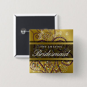 Macaron Carré 5 Cm Demoiselle d'honneur Bohème Spirales violettes Or 