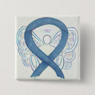 Macaron Carré 5 Cm Denim Blue Angel Awareness Ruban Custom Pins