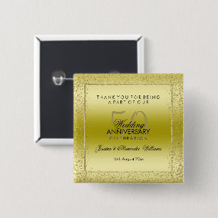 Macaron Carré 5 Cm Design Gold Confetti 50e Merci Mariage