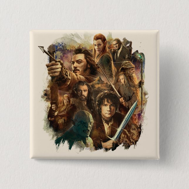 Macaron Carré 5 Cm DESOLATION OF SMAUG™ Characters (Devant)