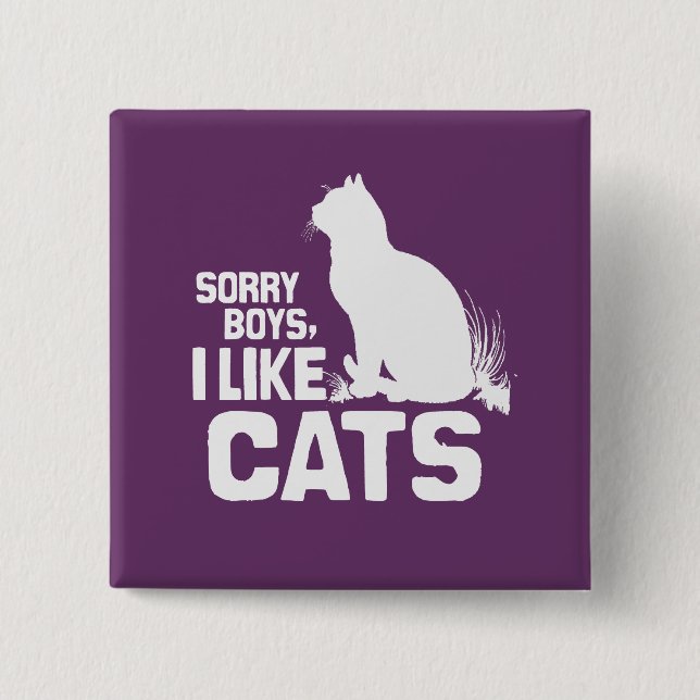 Macaron Carré 5 Cm DÉSOLÉ GARÇONS J'AIME LES CHATS - BLANC -.png (Devant)