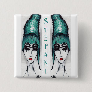 Macaron Carré 5 Cm Dessin d'art de lunettes de soleil en teal en form