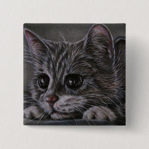 Macaron Carré 5 Cm Dessin de bouton ON de Kitty