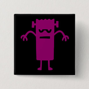 Macaron Carré 5 Cm Dessin de Halloween Frankenstein bouton