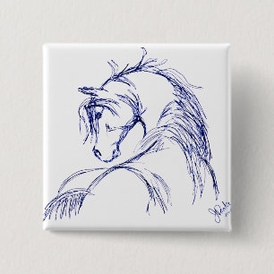 Macaron Carré 5 Cm Dessin de la tête d'un cheval d'art