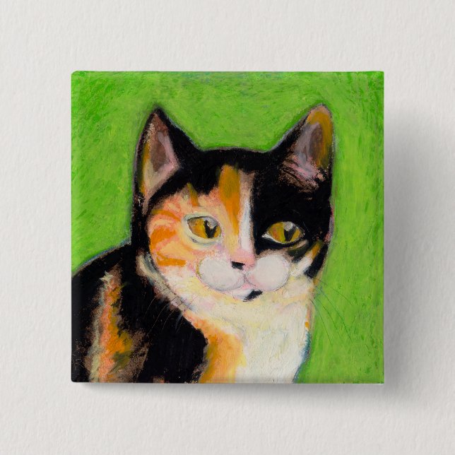 Macaron Carré 5 Cm Dessin original mignon d'amusement d'art de chaton (Devant)