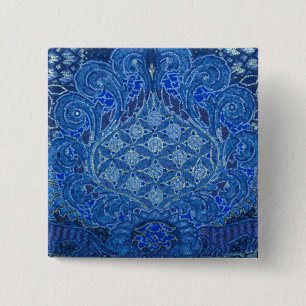 Macaron Carré 5 Cm Détail de mosaïque bleue, Allemagne