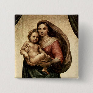 Macaron Carré 5 Cm Détail de Raphael "Sistine Madonna" (circa 1513)
