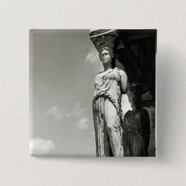 Macaron Carré 5 Cm Détail d'une cariatide de l'Erechtheion (Devant)