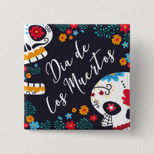 Macaron Carré 5 Cm Dia de los Muertos  Bouton