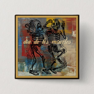 Macaron Carré 5 Cm Diamètre de los muertos Button