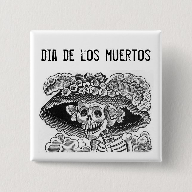 Macaron Carré 5 Cm Diamètre de los muertos Button (Devant)