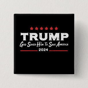 Macaron Carré 5 Cm Dieu l'a sauvé pour sauver l'Amérique Trump 47