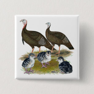 Macaron Carré 5 Cm Dindes Famille Sauvage de l'Est