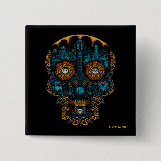 Macaron Carré 5 Cm Disney Pixar Coco | Guitare ornée colorée au crâne