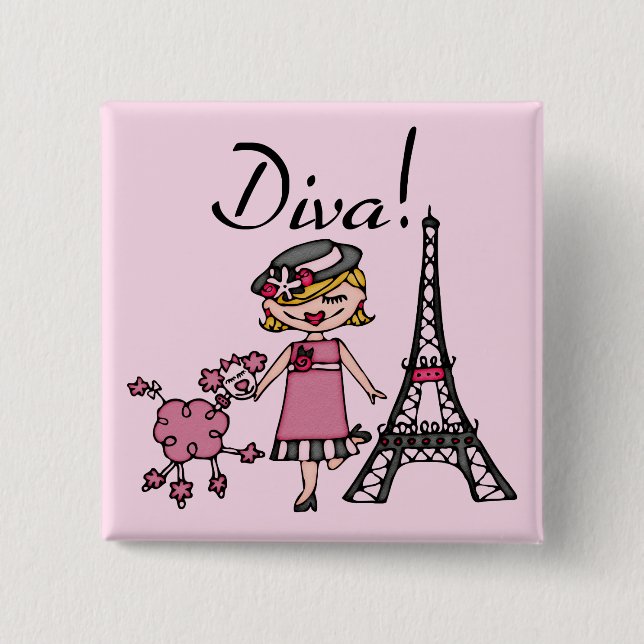 Macaron Carré 5 Cm Diva de cheveux blonds (Devant)