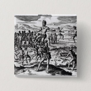 Macaron Carré 5 Cm Divers jeux indiens, de 'Americae