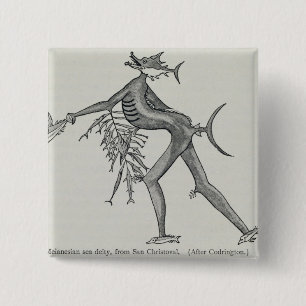 Macaron Carré 5 Cm Divinité mélanésienne de mer de l'histoire de