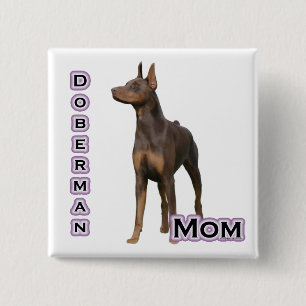 Macaron Carré 5 Cm Doberman rouille Maman 4 - Bouton