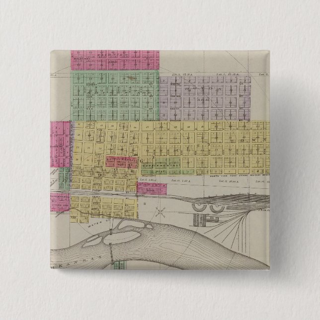 Macaron Carré 5 Cm Dodge City, comté de Ford, Kansas (Devant)