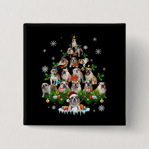 Macaron Carré 5 Cm Dog lovers   Bulldog Christmas Tree Ornaments
