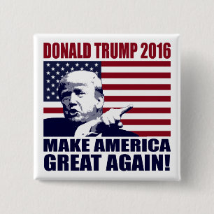 Macaron Carré 5 Cm Donald Trump 2016 pour le Président Button