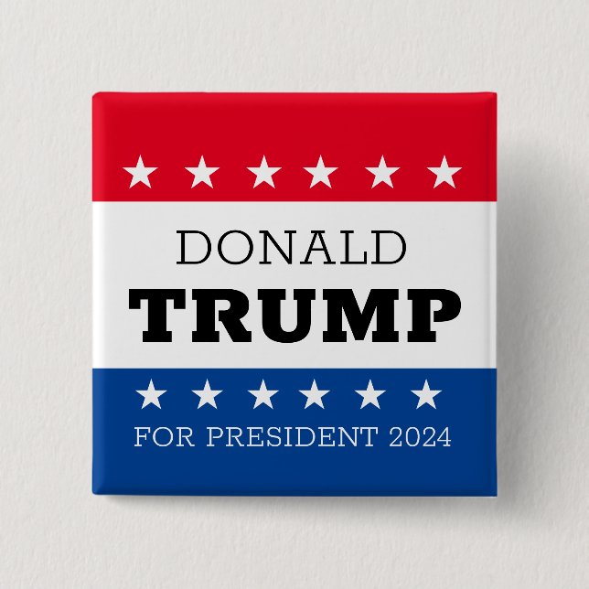 Macaron Carré 5 Cm Donald Trump pour le président 2024 (Devant)