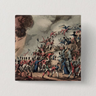 Macaron Carré 5 Cm Donner l'assaut à de St SebastiAn, gravé par