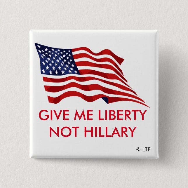 MACARON CARRÉ 5 CM DONNEZ-MOI LA LIBERTÉ PAS HILLARY (Devant)