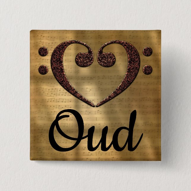 Macaron Carré 5 Cm Double Bass Clef Heart Oud (Devant)