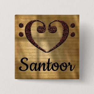 Macaron Carré 5 Cm Double basse Clef Heart Santoor