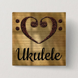 Macaron Carré 5 Cm Double Basse Clef Heart Ukulele