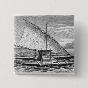Macaron Carré 5 Cm Double canoë de Fijian de l'histoire de