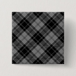 Macaron Carré 5 Cm Douglas tartan noir gris plaid