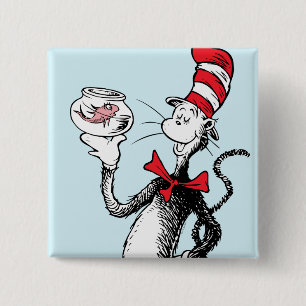 Macaron Carré 5 Cm Dr Seuss   Chat dans le Casquette & Krinklebine
