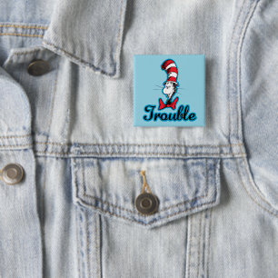 Macaron Carré 5 Cm Dr Seuss Chat dans le problème du Casquette