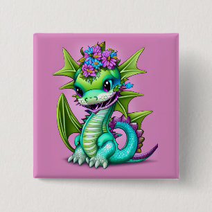 Macaron Carré 5 Cm Dragon de bébé pourpre et vert
