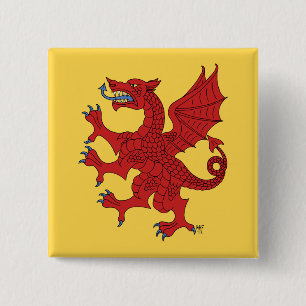 Macaron Carré 5 Cm Dragon Rampant Gules