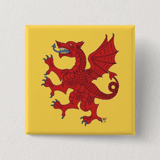 Macaron Carré 5 Cm Dragon Rampant Gules (Devant)