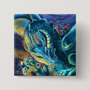 Macaron Carré 5 Cm Dragon Rider Art Peint