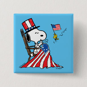 Macaron Carré 5 Cm Drapeau 4 juillet à coudre Snoopy