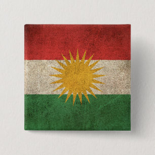 Macaron Carré 5 Cm Drapeau affligé par cru du Kurdistan
