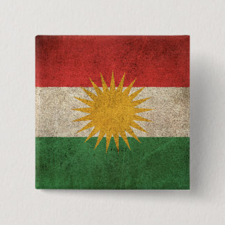 Macaron Carré 5 Cm Drapeau affligé par cru du Kurdistan