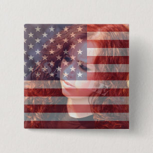 Macaron Carré 5 Cm Drapeau Américain Américain Personnalisable Avec P