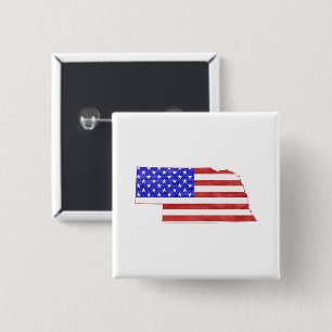 Macaron Carré 5 Cm Drapeau américain en forme de Nebraska