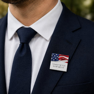 Macaron Carré 5 Cm Drapeau américain Merci pour votre service