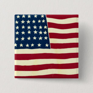 Macaron Carré 5 Cm Drapeau américain patriotique vintage, Quatre juil