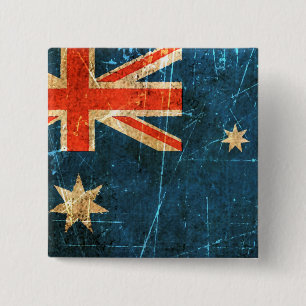 Macaron Carré 5 Cm Drapeau australien vintage rayé et porté